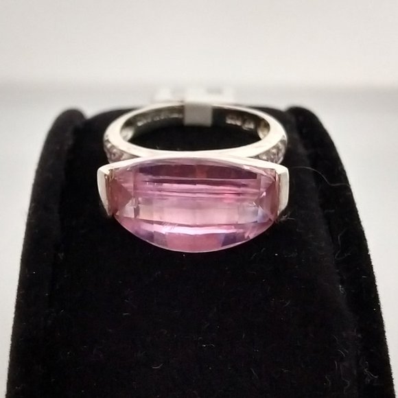 Chapal Jewelry - 6ct+ Pink Cubic Zirconia Cocktail Ring in Sterling